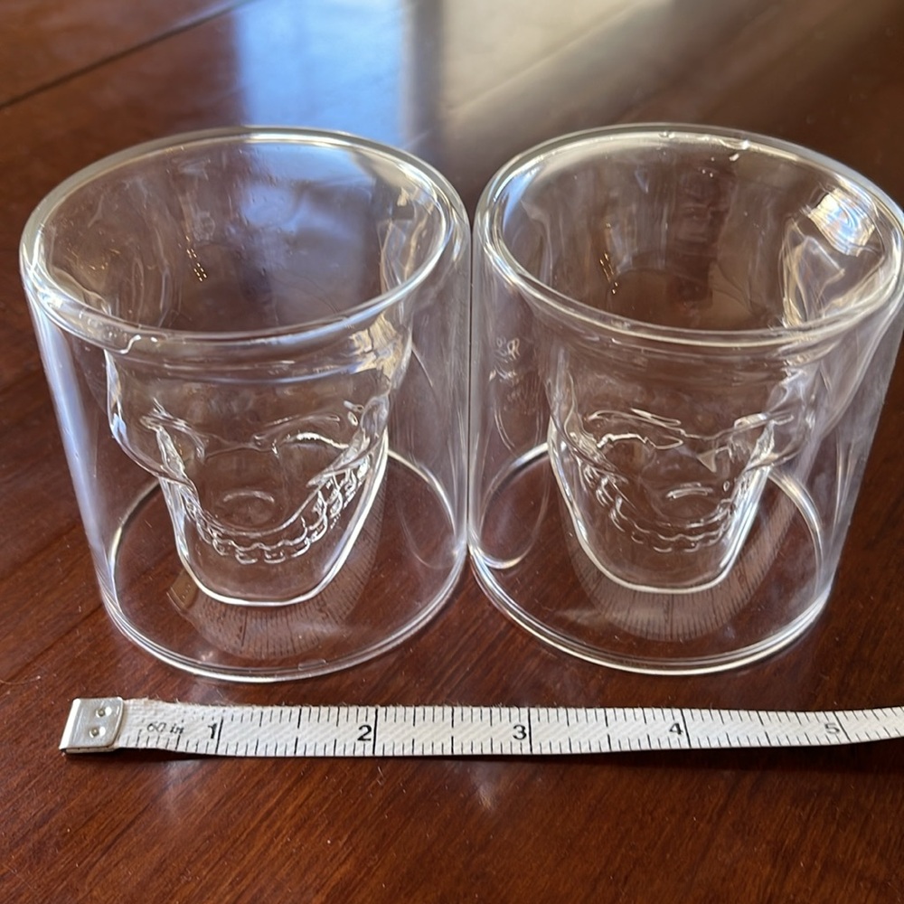 2 X GLASS SKULL SHOT GLASSES - Picture 7 of 8
